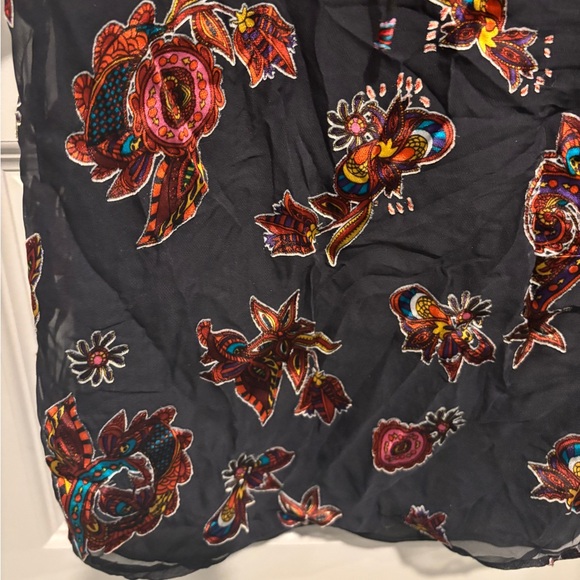 Alice + Olivia Julius Floral Flower Ruffle Dress Silk Black Multicolor Pattern - Picture 6 of 11